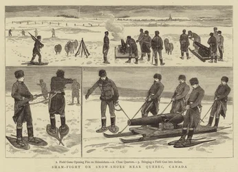 Sham-Fight on Snow-Shoes near Quebec, Canada